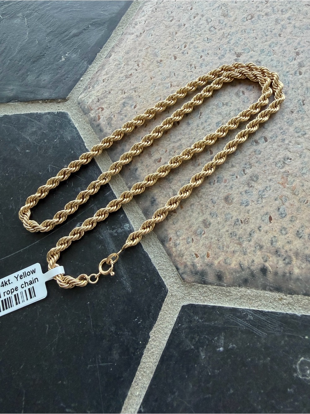 14k Yellow Gold Rope Chain Necklace 18”